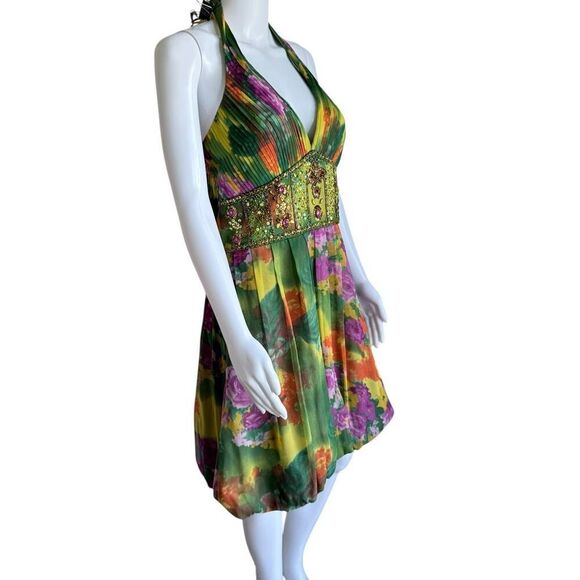 VTG Sue Wong 100% Silk Embellished Beaded Fairy Cocktail Bubble Dress *FLAWED - Picture 3 of 9
